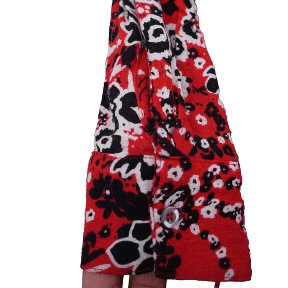 Free People Dress Women 2‎ Red Black Floral Twisted Waisted Pockets Boho Chic - Picture 6 of 12